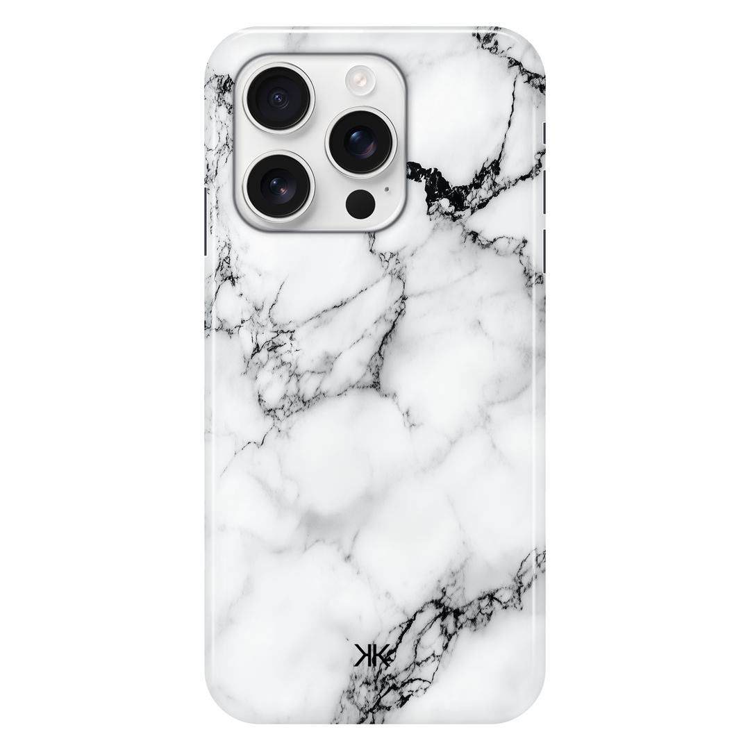 Marble White and Black Phone Case, personalised with initials
