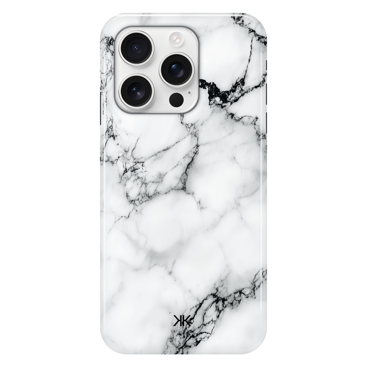 Marble White and Black Phone Case, personalised with initials