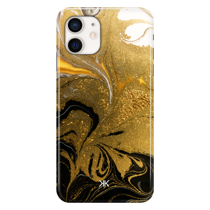 Marble Black and Gold phone case for iPhone 12