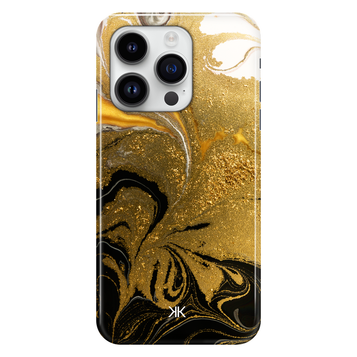 Marble Black and Gold phone case for iPhone 14 Pro