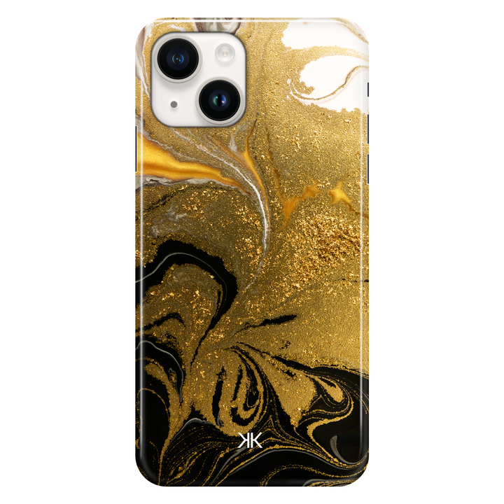 Marble Black and Gold phone case for iPhone 14