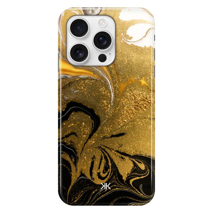 Marble Black and Gold phone case for iPhone 16 Pro