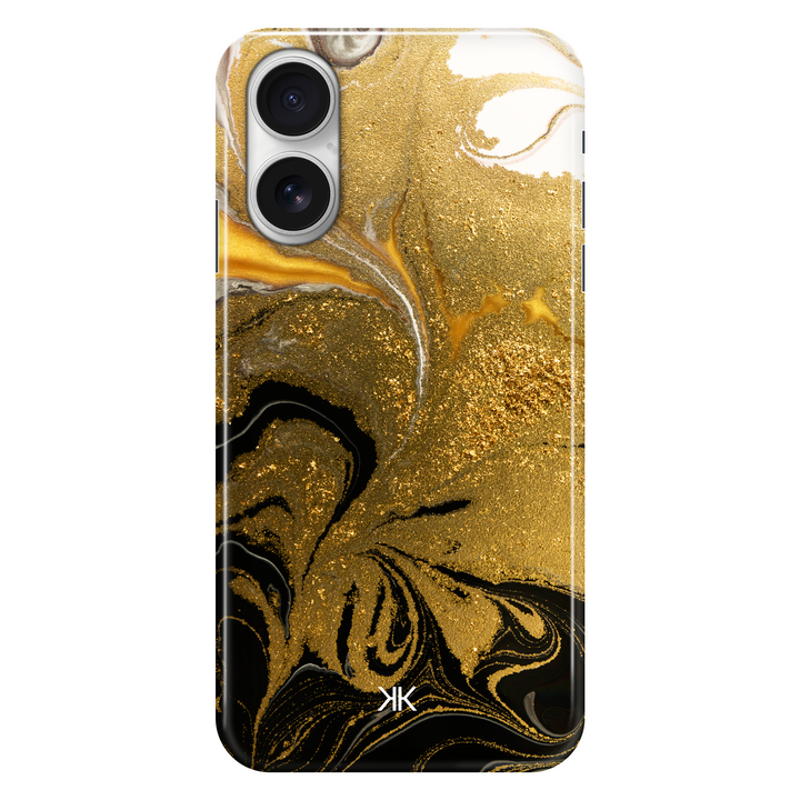 Marble Black and Gold phone case for iPhone 16