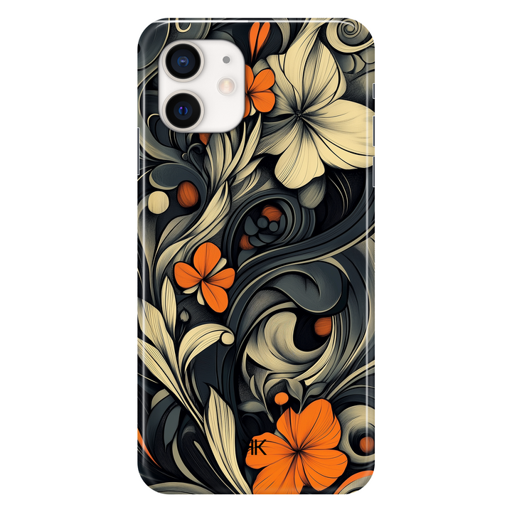 Black Art Nouveau phone case for iPhone 12