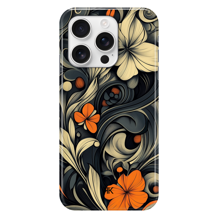 Black Art Nouveau phone case for iPhone 16 Pro
