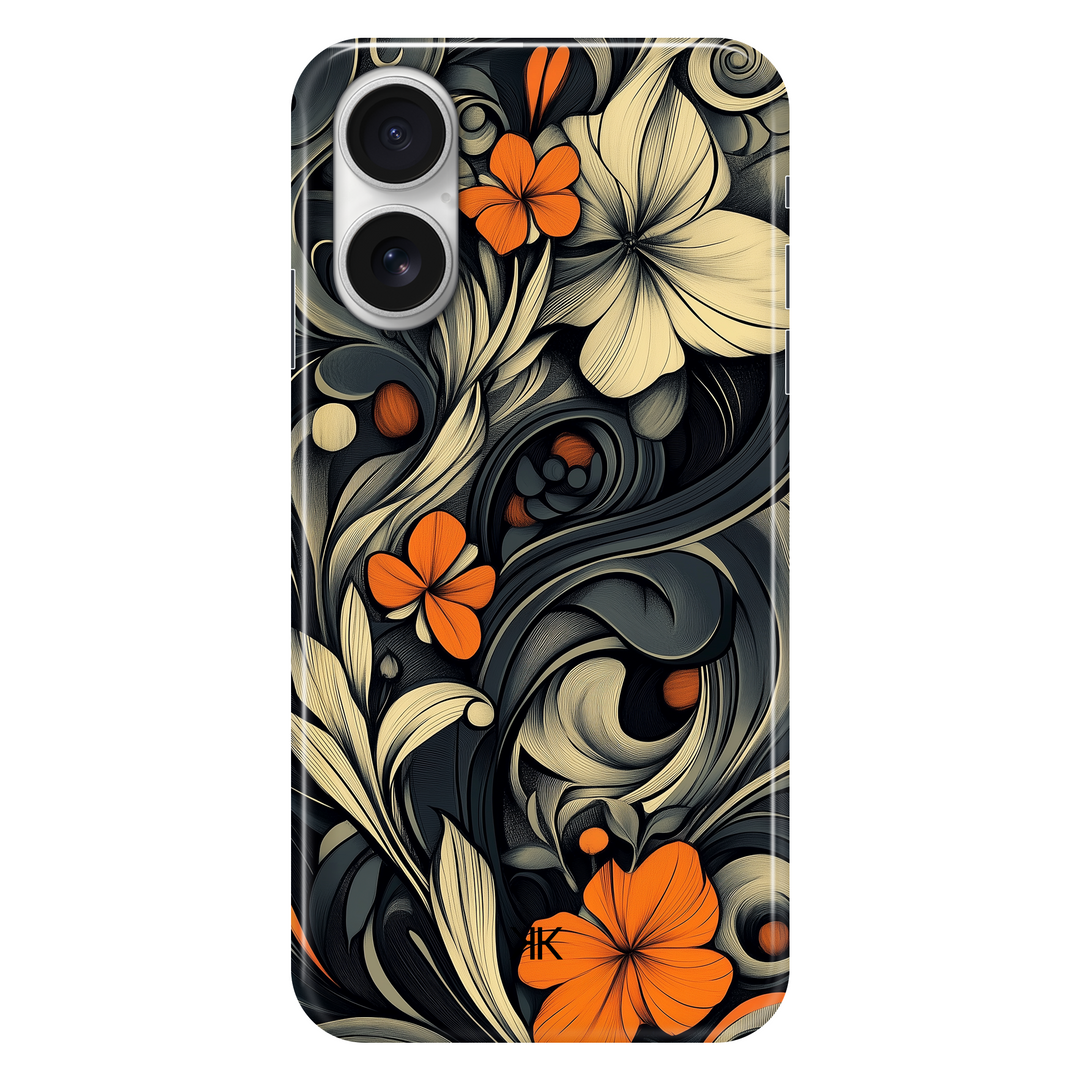 Black Art Nouveau phone case for iPhone 16