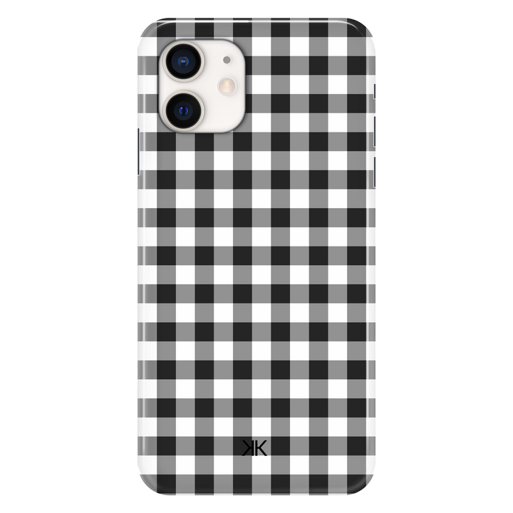 Black Gingham phone case for iPhone 12