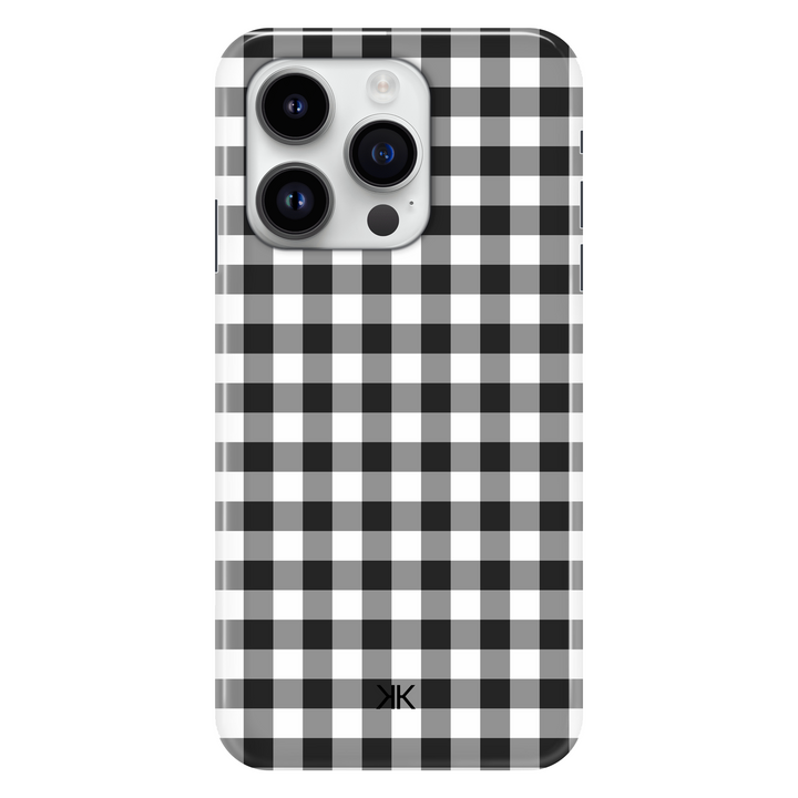 Black Gingham phone case for iPhone 14 Pro