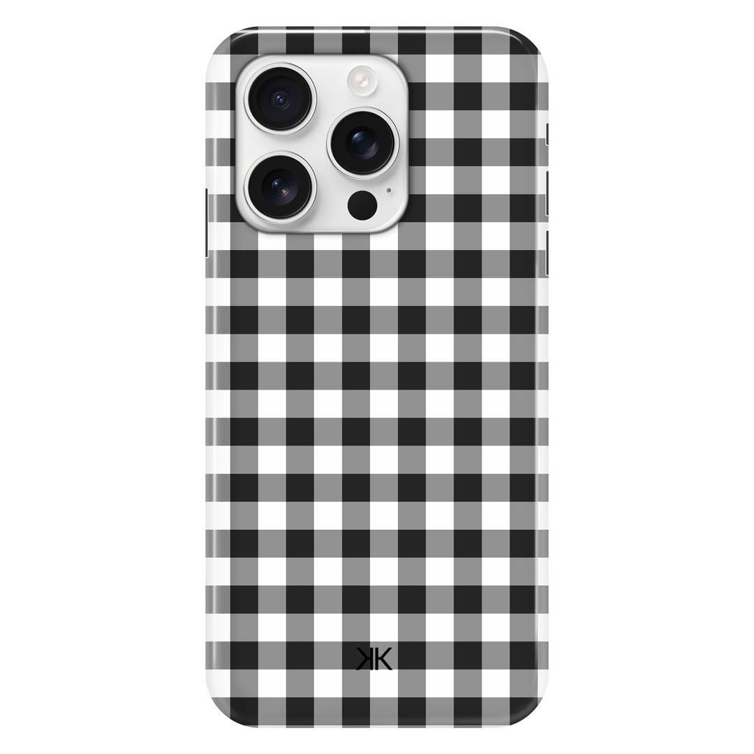 Black Gingham phone case for iPhone 16 Pro