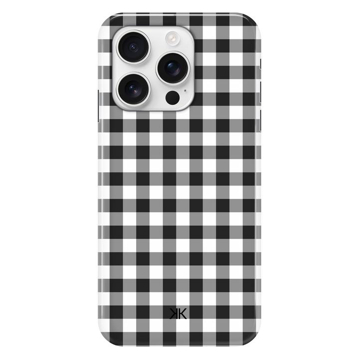Black Gingham phone case for iPhone 16 Pro