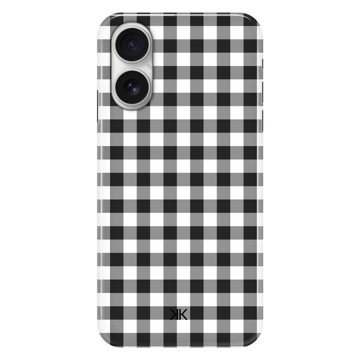 Black Gingham phone case for iPhone 16