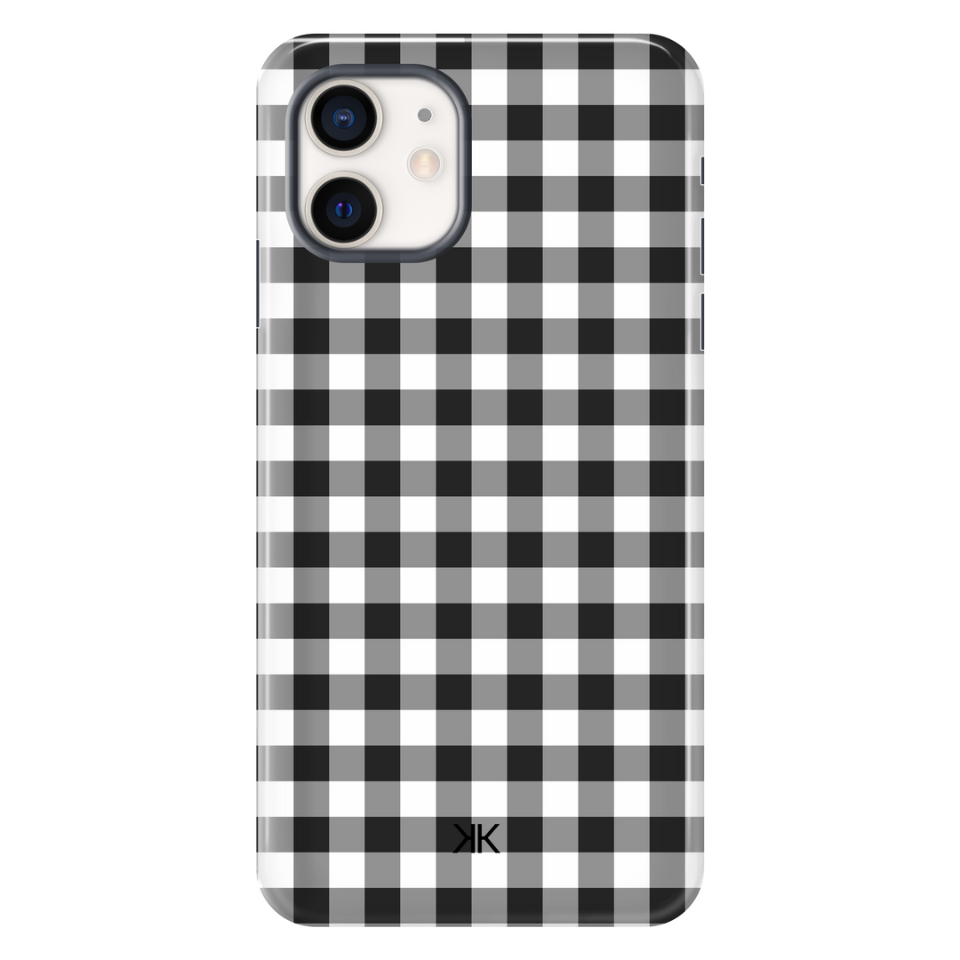 Black Gingham Phone Case - Tough Case - iphone-12
