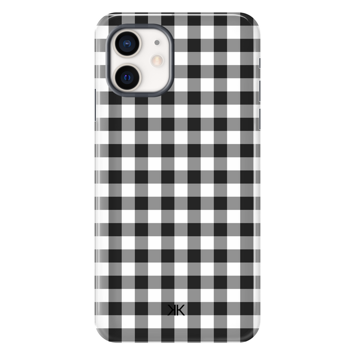 Black Gingham Phone Case - Tough Case - iphone-12