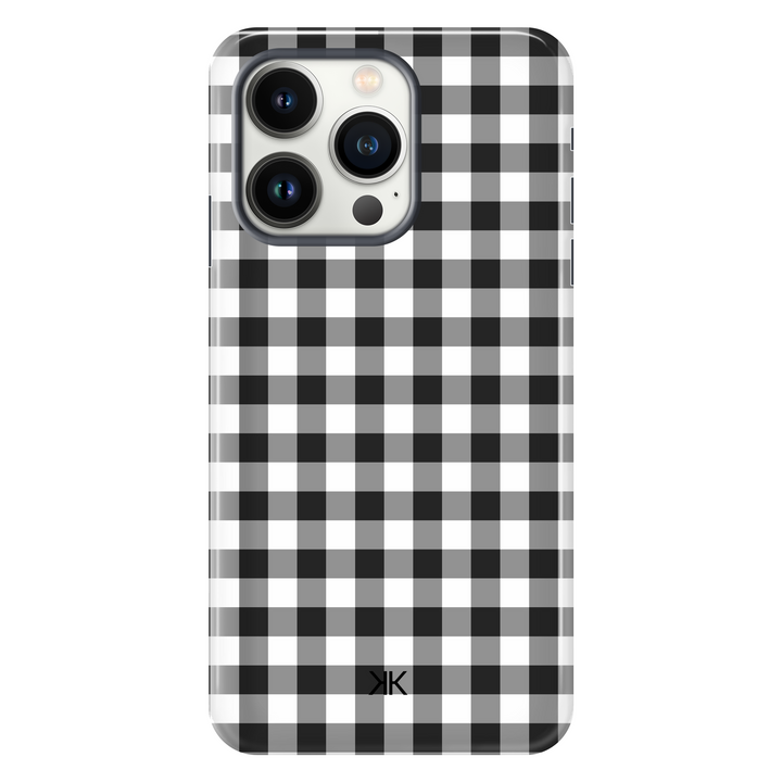 Black Gingham Phone Case - Tough Case - iphone-13-pro