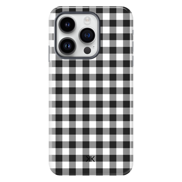 Black Gingham Phone Case - Tough Case - iphone-14-pro
