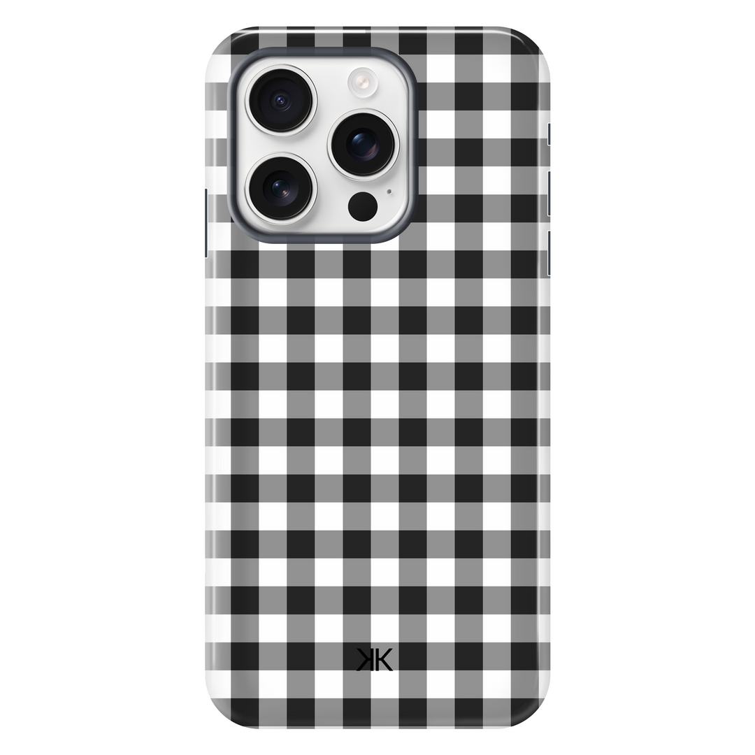 Black Gingham Phone Case - Tough Case - iphone-16-pro