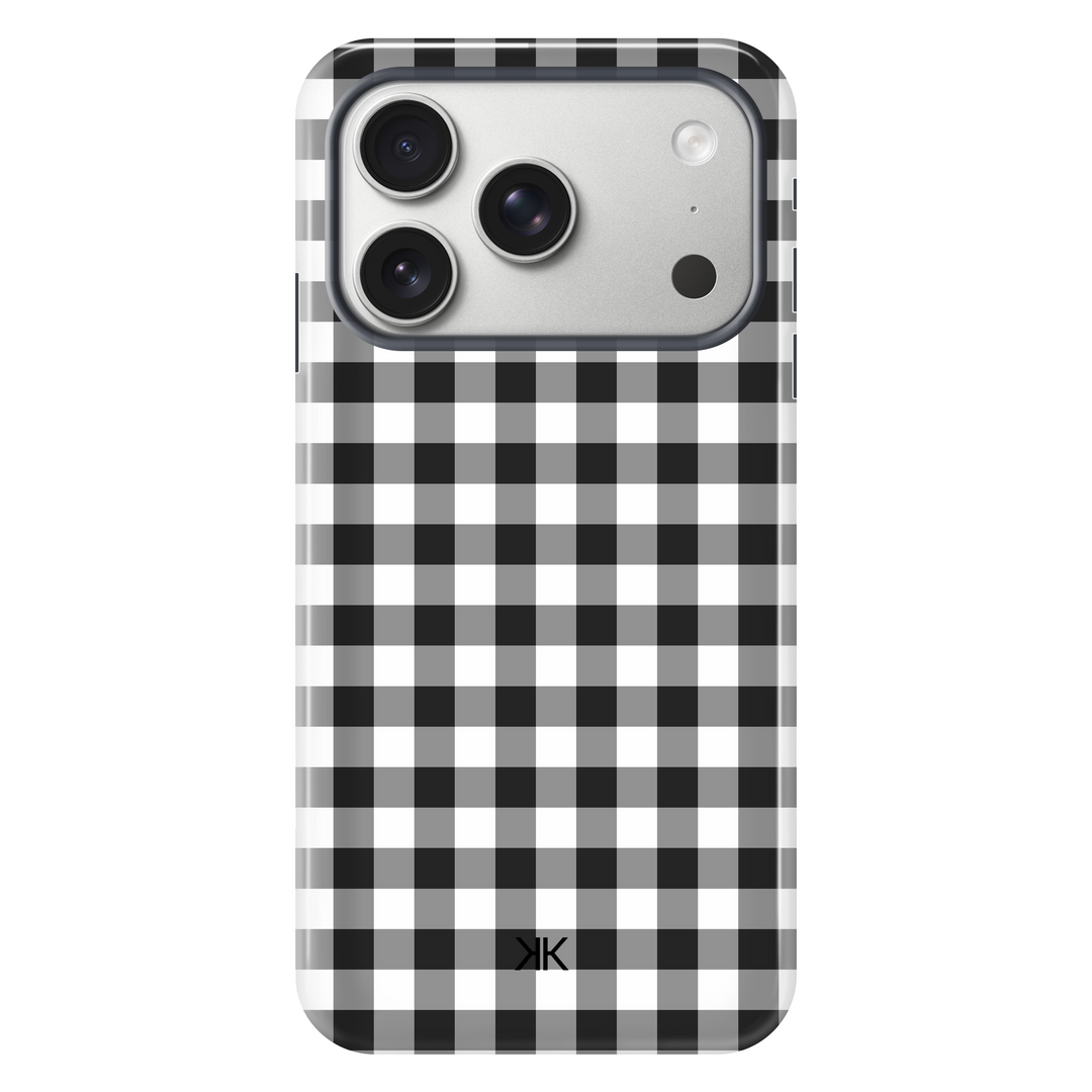 Black Gingham Phone Case - Tough Case - iphone-17-pro
