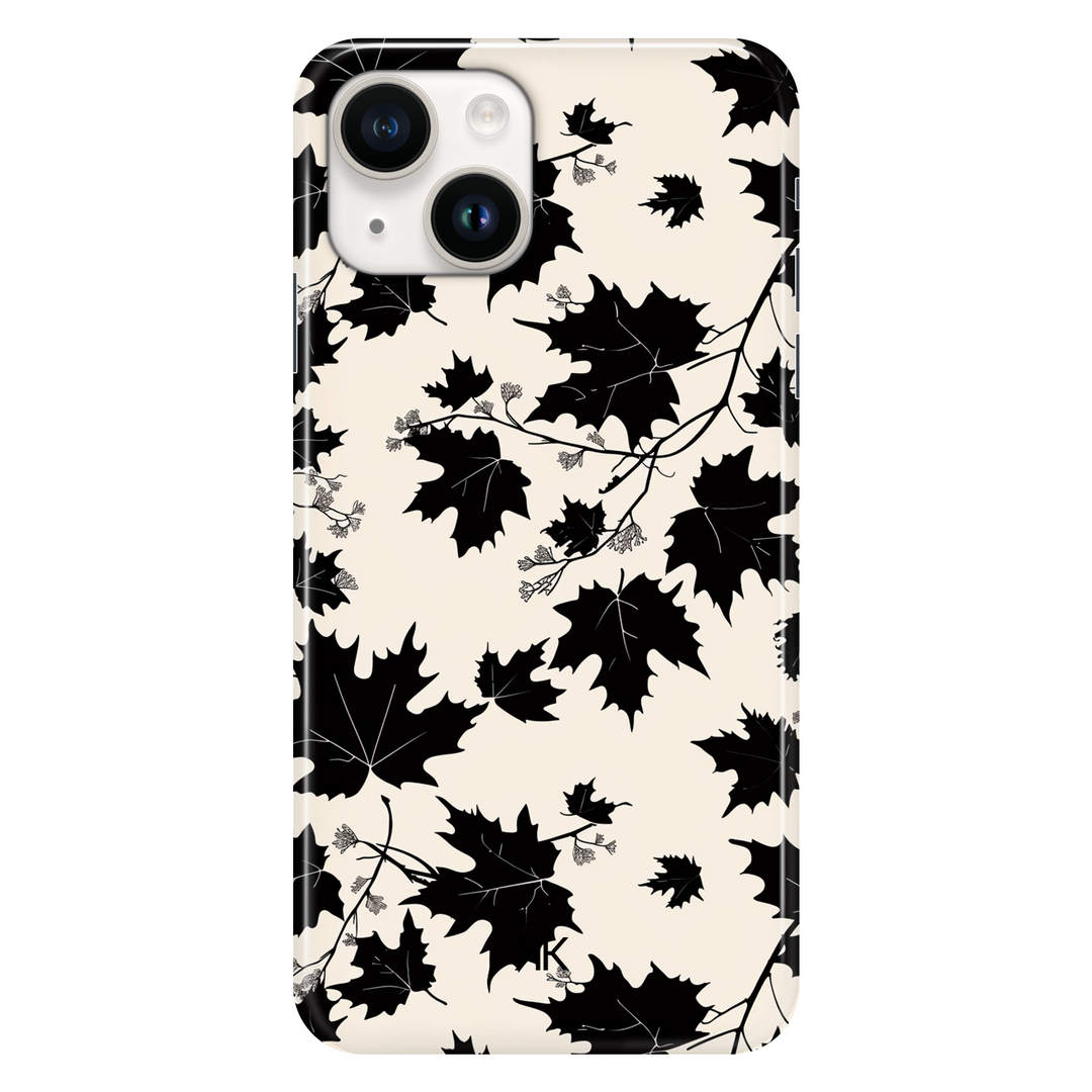 Monochrome Leaves phone case for iPhone 14