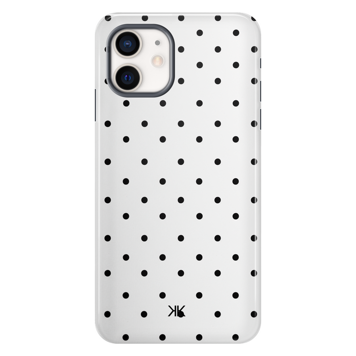Black Polka Dot tough phone case for iPhone 12 mini