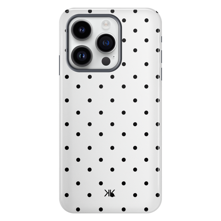 Black Polka Dot tough phone case for iPhone 14 Pro