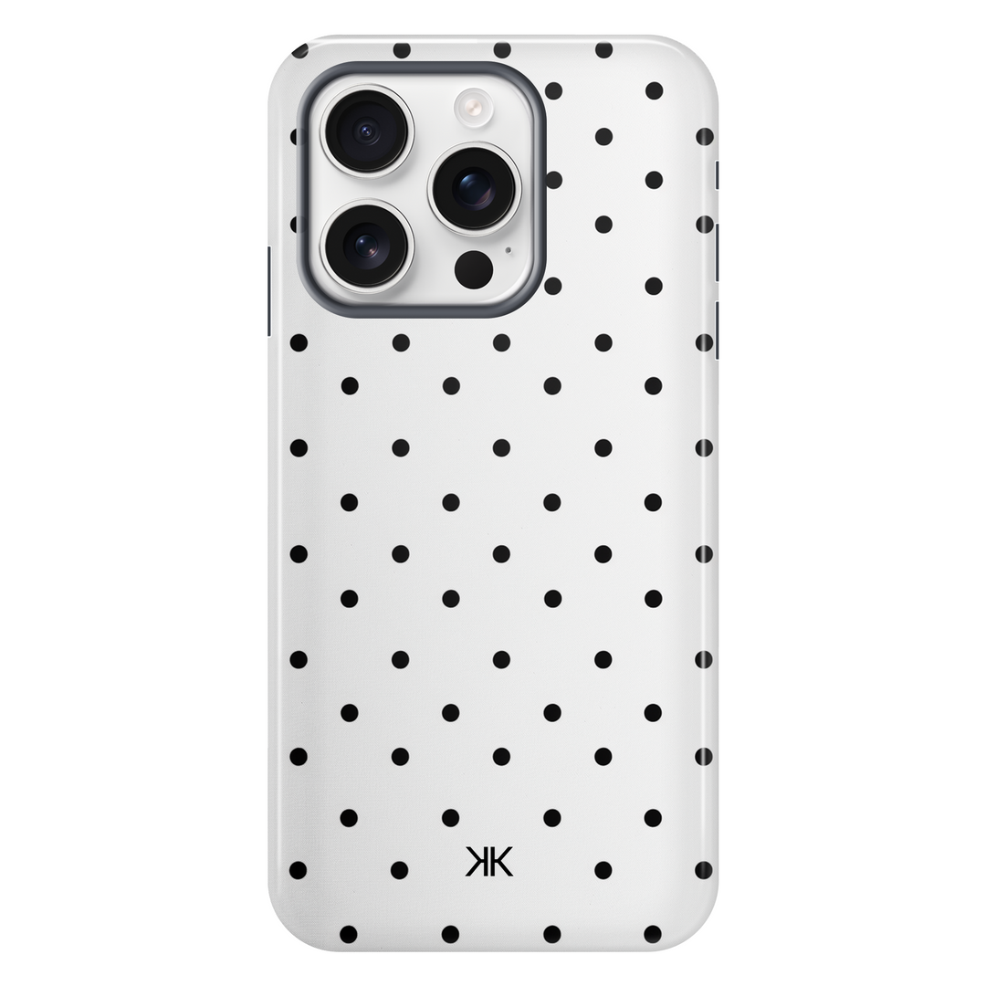Black Polka Dot tough phone case for iPhone 16 Pro