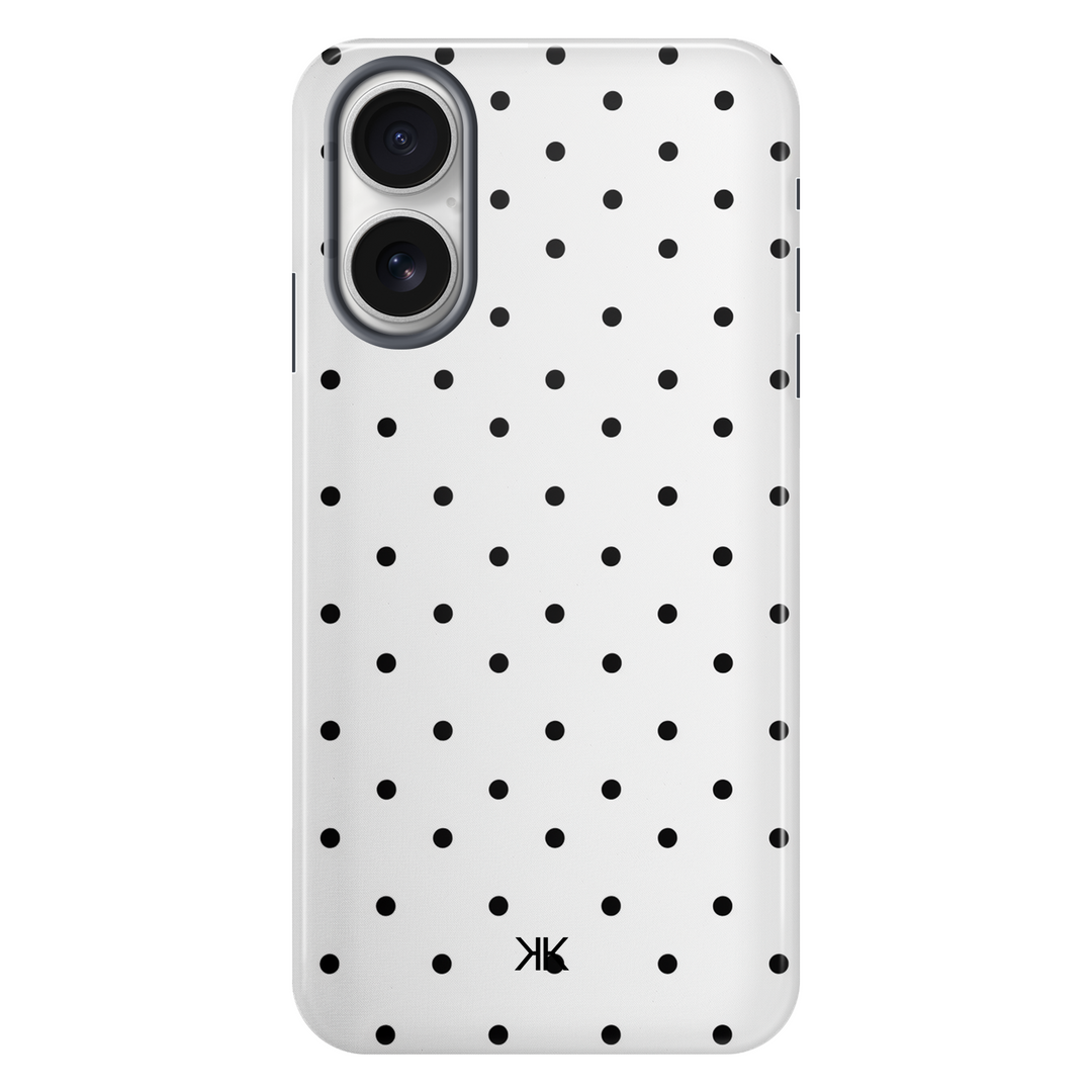 Black Polka Dot tough phone case for iPhone 16