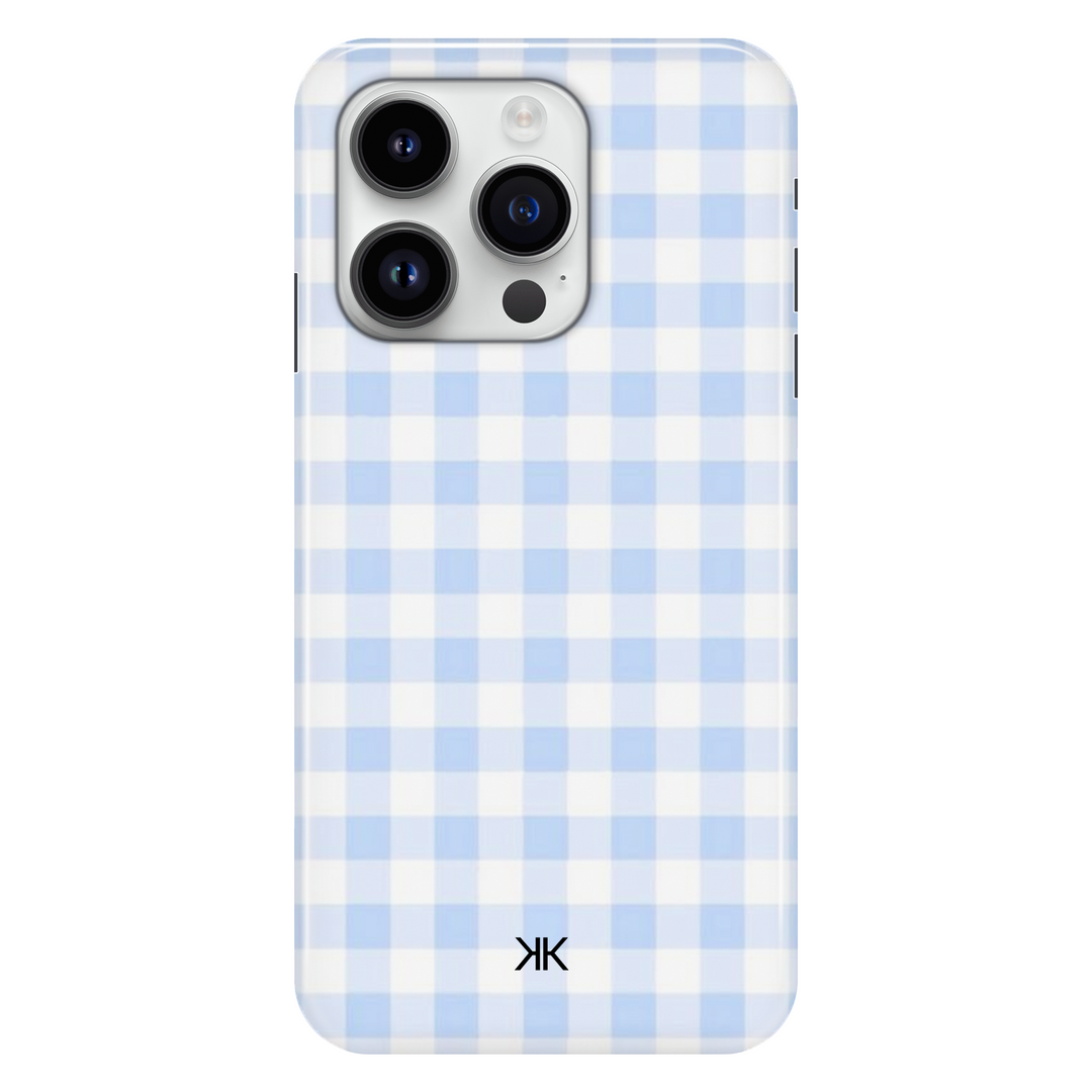 Blue Gingham phone case for iPhone 14 Pro