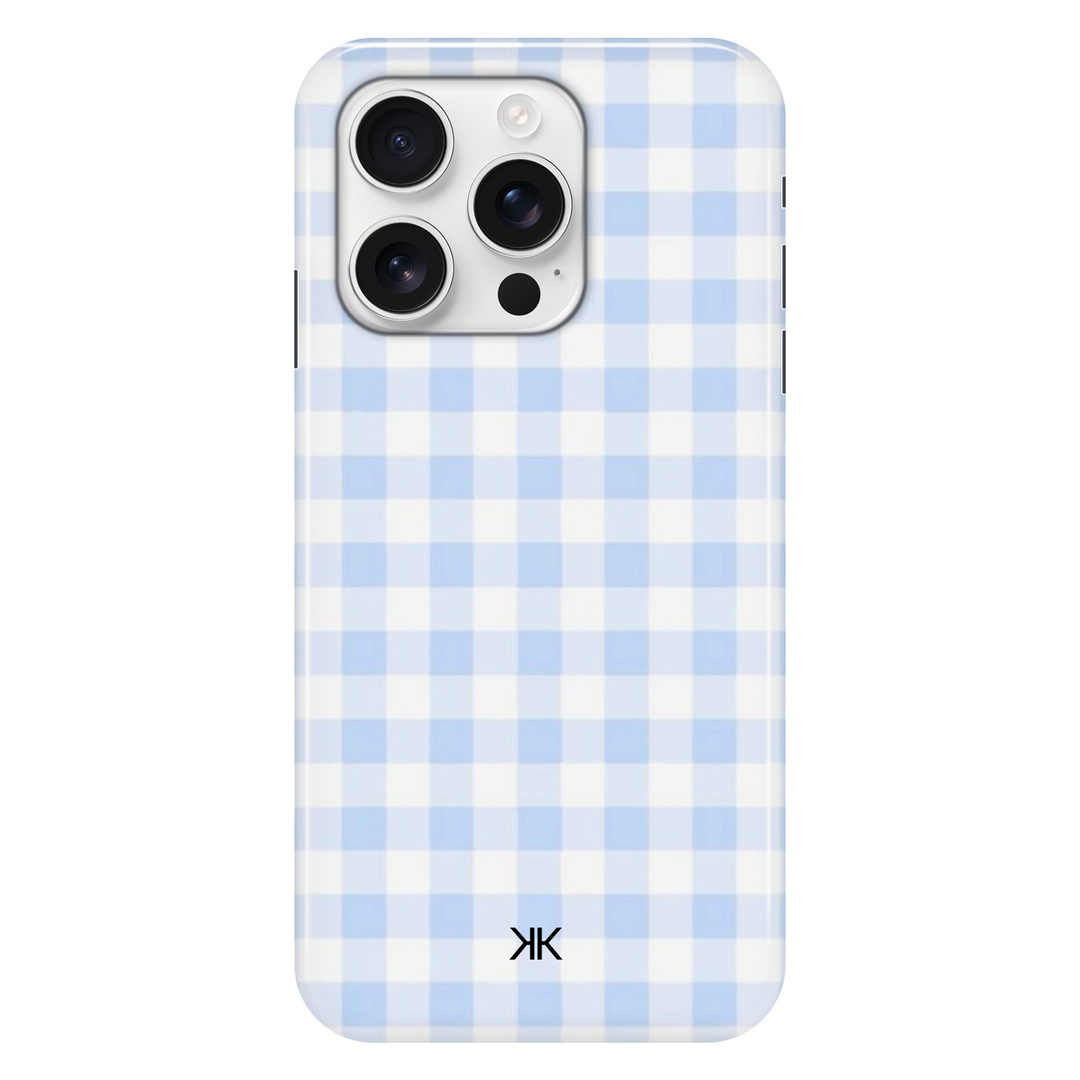 Blue Gingham phone case for iPhone 16 Pro