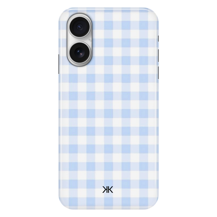 Blue Gingham phone case for iPhone 16