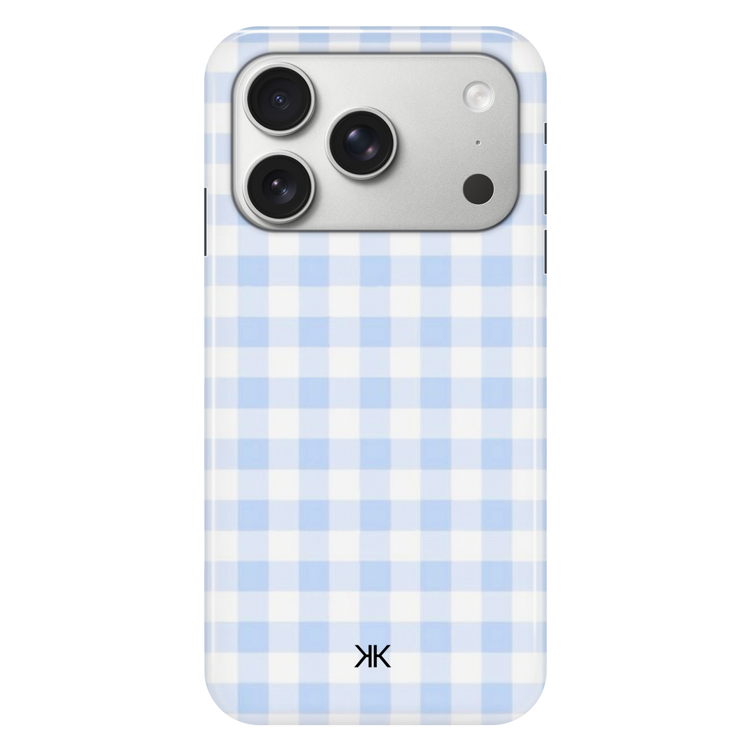 Blue Gingham phone case for iPhone 17 Pro