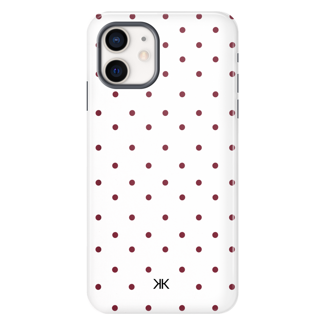 Burgundy Polka Dot Phone Case - Tough Case - iphone-12