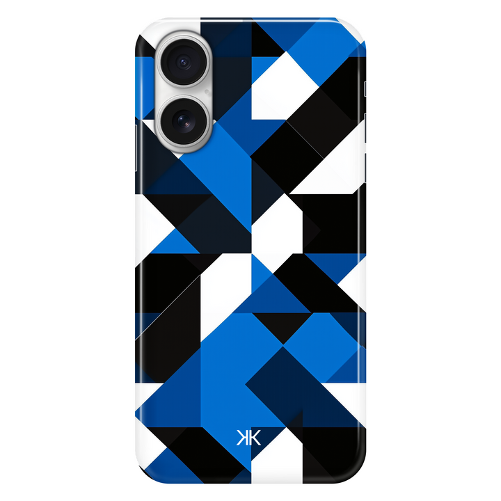 Blue Geometric phone case for iPhone 16