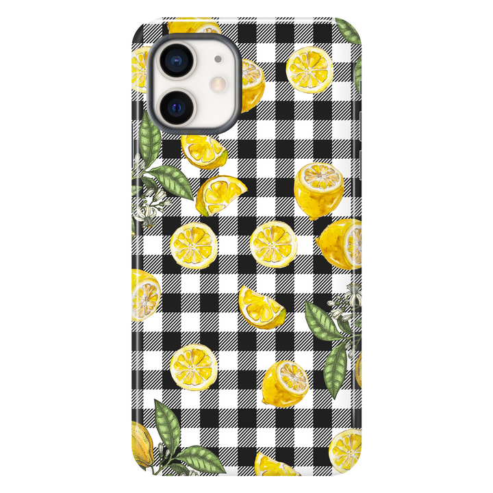 Gingham Lemons tough phone case for iPhone 12