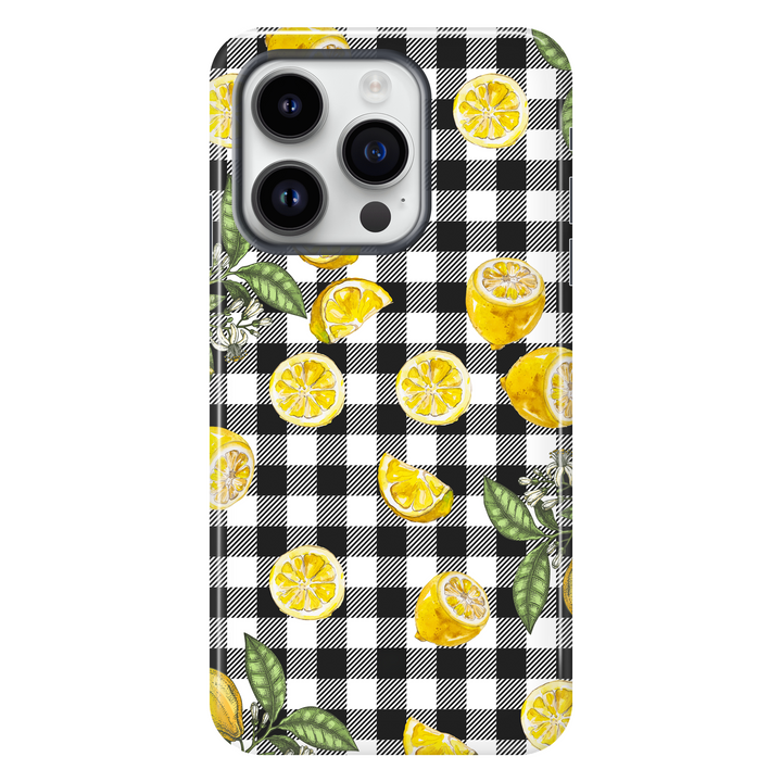 Gingham Lemons tough phone case for iPhone 14 Pro
