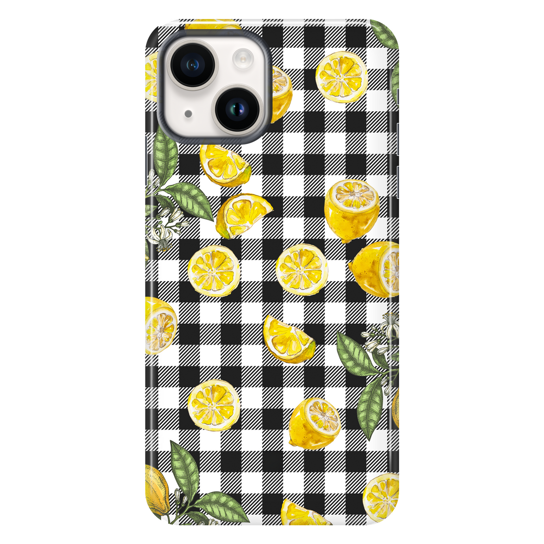 Gingham Lemons tough phone case for iPhone 14