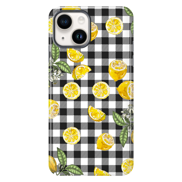 Gingham Lemons tough phone case for iPhone 14