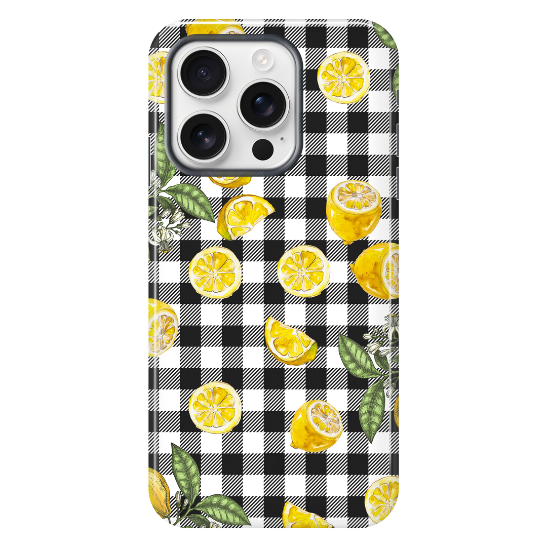Gingham Lemons tough phone case for iPhone 16 Pro