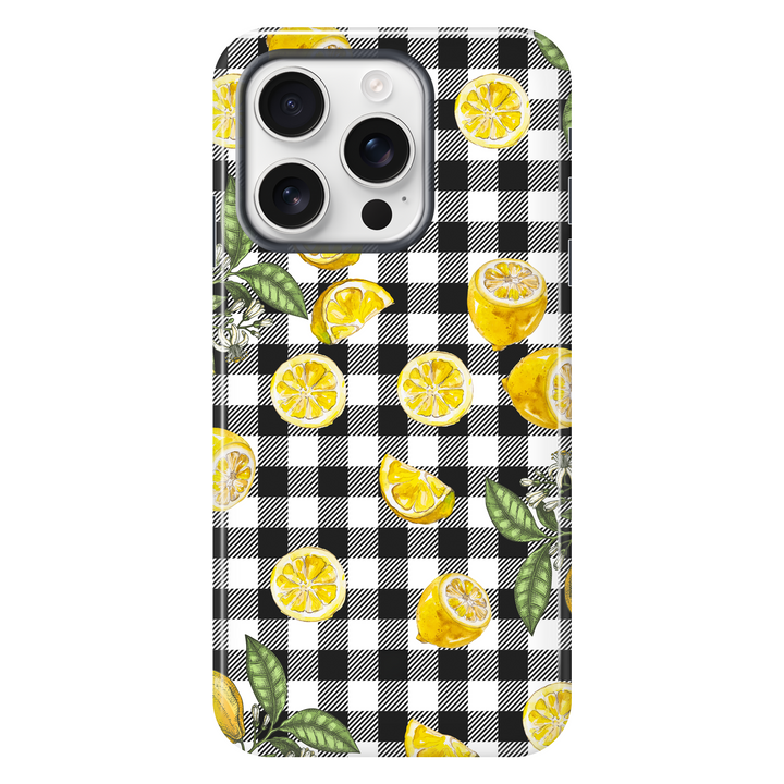 Gingham Lemons tough phone case for iPhone 16 Pro