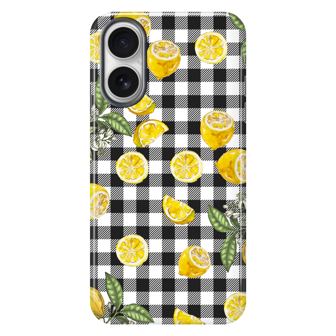 Gingham Lemons tough phone case for iPhone 16