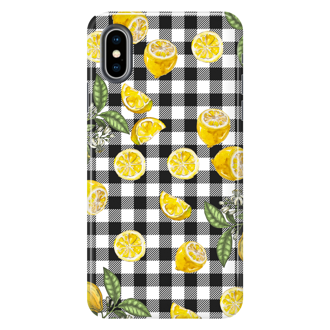 Gingham Lemons tough phone case for iPhone X
