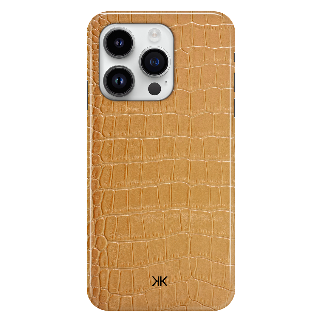 Gold Crocodile phone case for iPhone 14 Pro