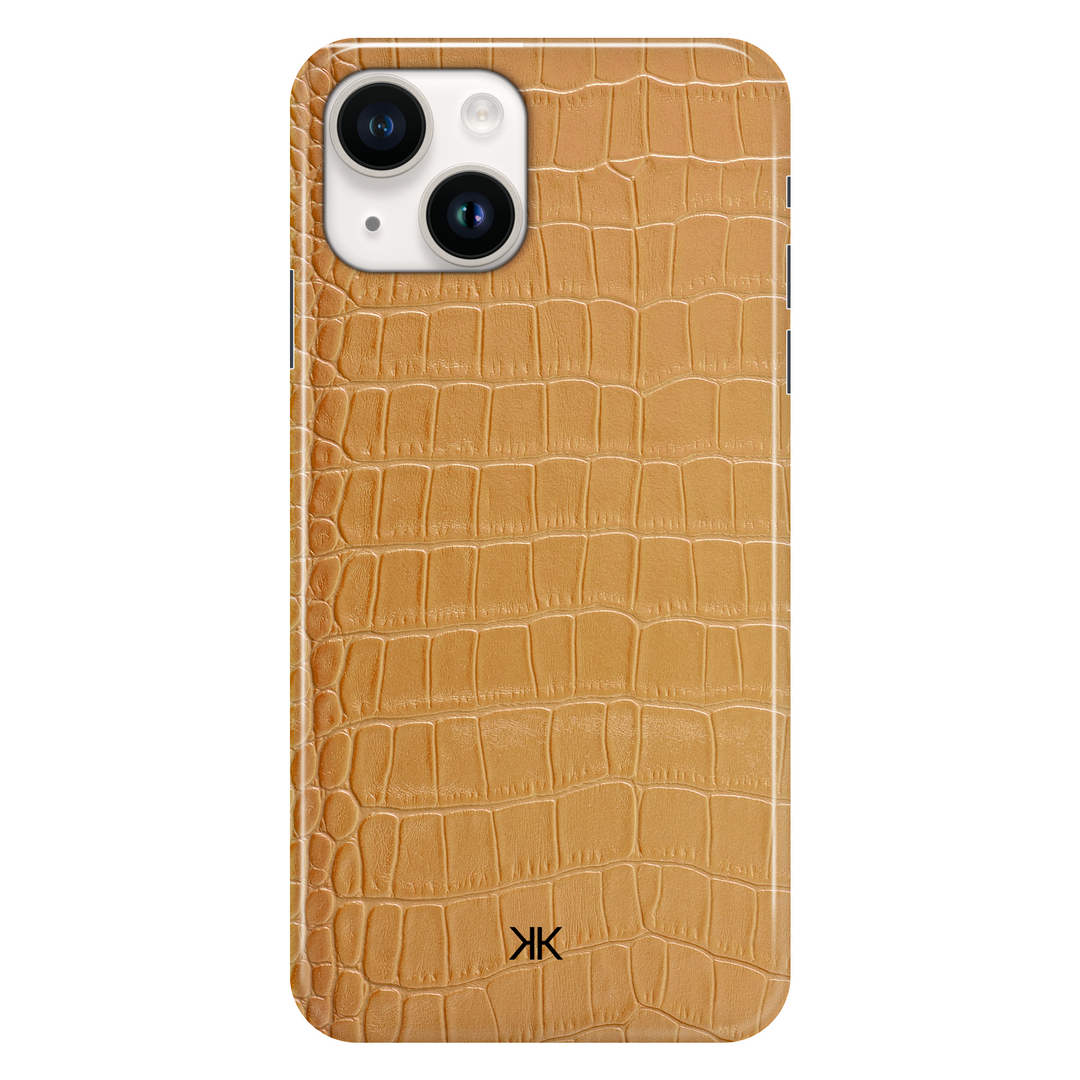 Gold Crocodile phone case for iPhone 14