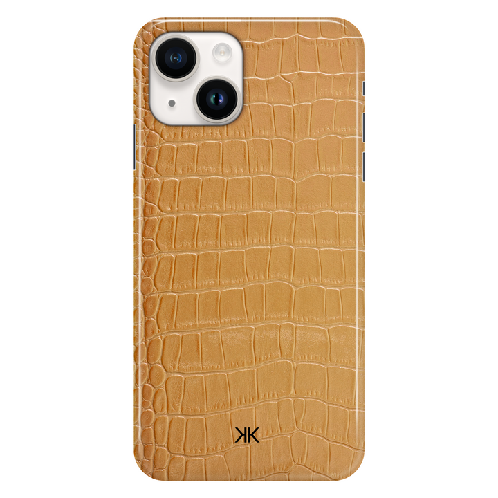Gold Crocodile phone case for iPhone 14
