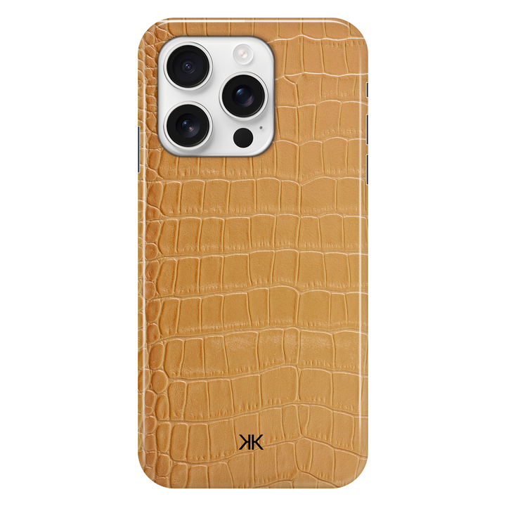 Gold Crocodile phone case for iPhone 16 Pro