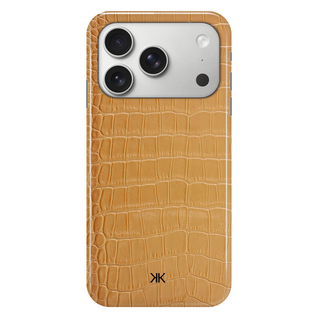 Gold Crocodile phone case for iPhone 17 Pro