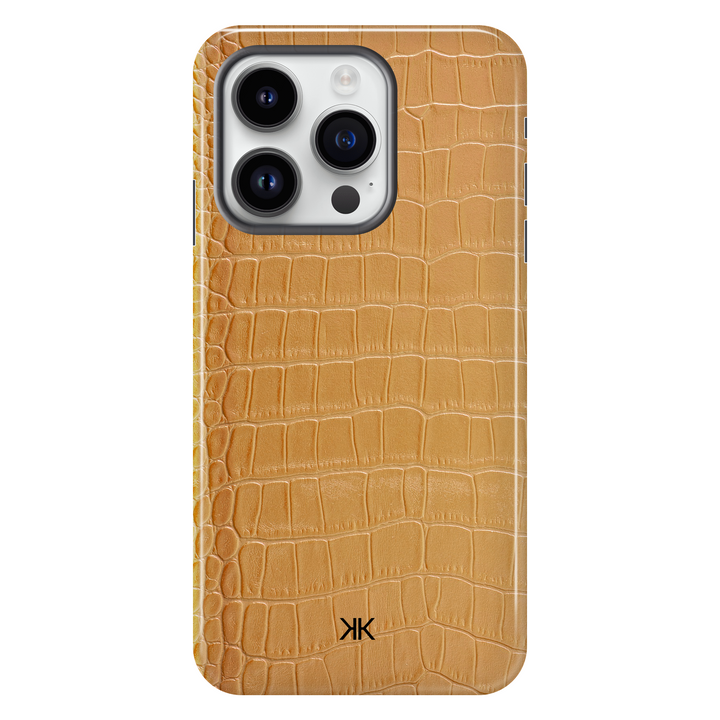 Gold Crocodile Phone Case - Tough Case - iphone-14-pro