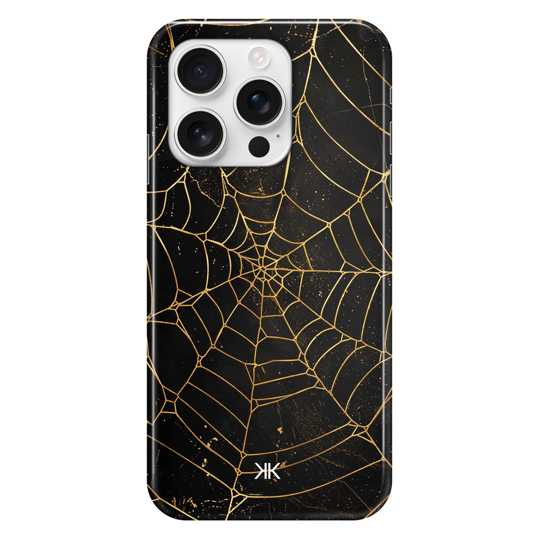 Golden Spiderweb phone case for iPhone 16 Pro