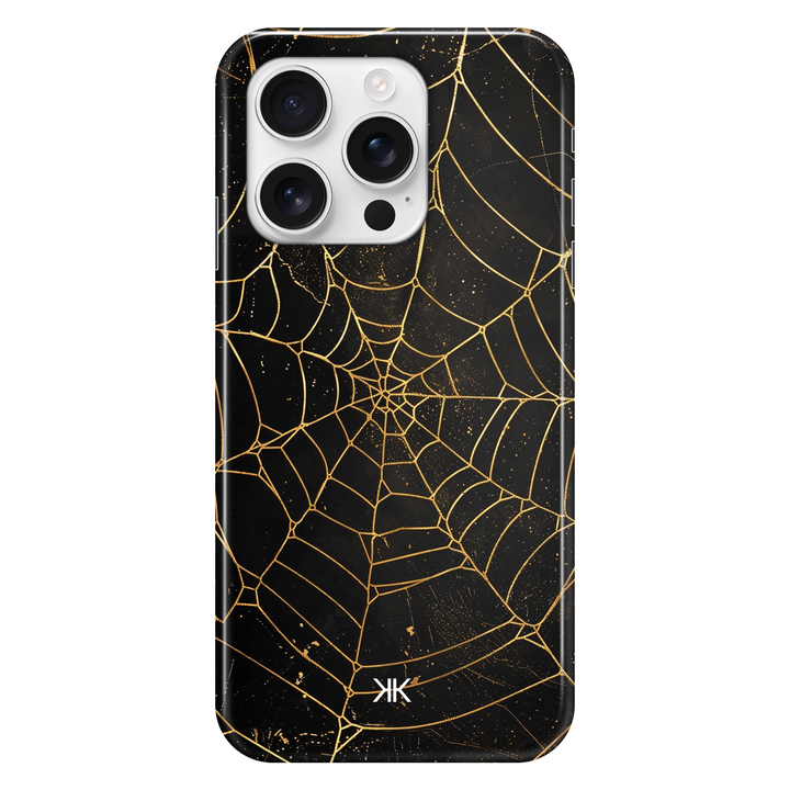 Golden Spiderweb phone case for iPhone 16 Pro