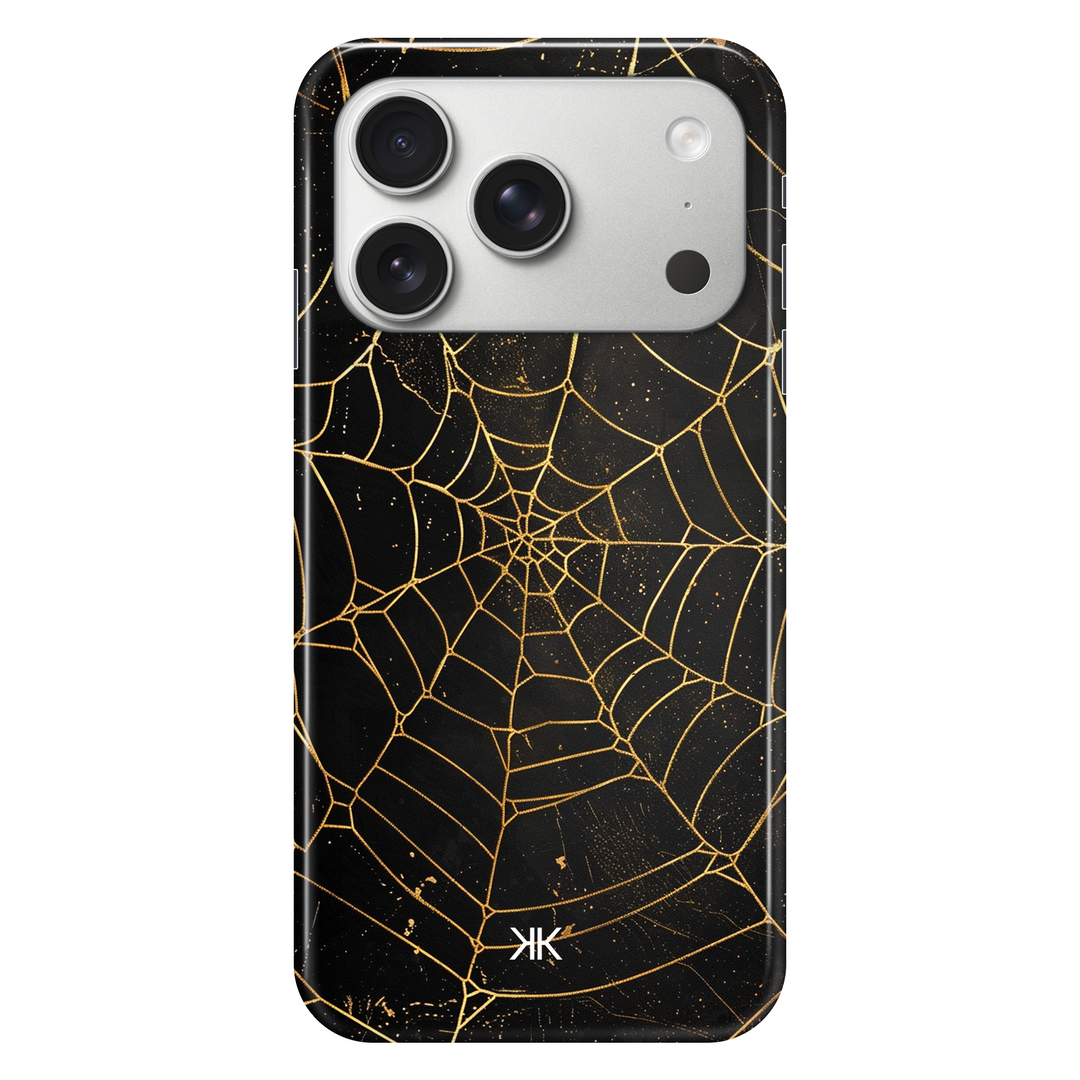 Golden Spiderweb phone case for iPhone 17 Pro