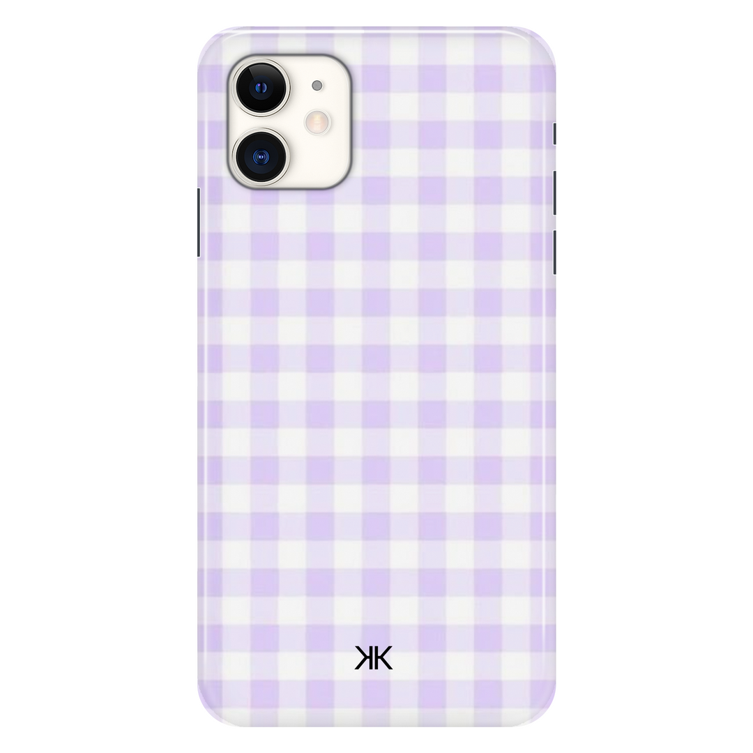 Lilac Gingham phone case for iPhone 11